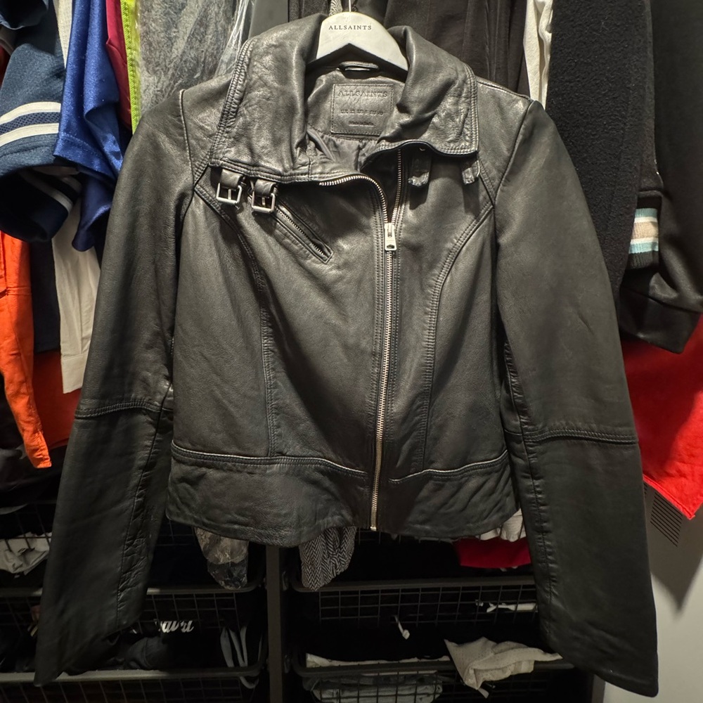 Woman’s All Saints Leather Jacket, US Size S / UK 12 - New Without Tags